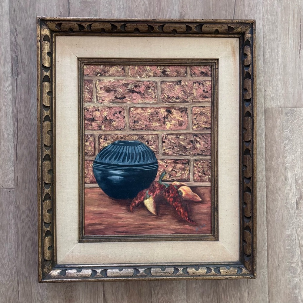 VTG Original Oil Painting on Canvas‎ Still Life by Doreen Cox, Wood Framed